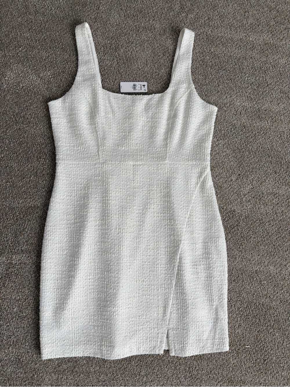 Express Cream Textured Square-Neck Mini Dress